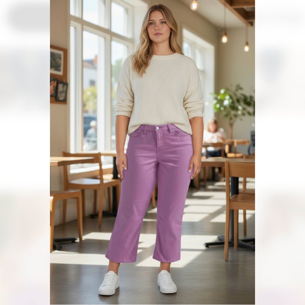 NWT Lee Women's Denim Capri In Color Lilac SZ-14